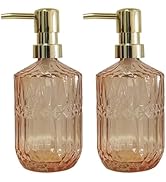 Glass Soap Dispenser with Black Pump, 2 Pack 15oz Refillable Liquid Hand Dispenser, Lotion Dish S...