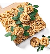 Aegero Artificial Flowers 25pcs Foam Fake Roses with Stems for DIY Wedding Bouquets Bridal Shower...