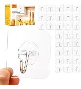 Ninth Five 30 Pack Adhesive Wall Hooks for Hanging Heavy Duty 33 lbs Hooks , No Drill, Towel Stic...