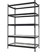 WORKPRO 5-Tier Metal Shelving Unit, 48”W x 24”D x 72”H, Heavy Duty Adjustable Storage Rack, 4000 ...