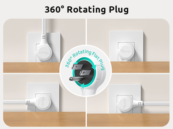 360° Rotating Flat Plug Power Strip