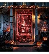 Halloween Door Cover Decor Lights, 37*81 inch Front Door Decor with 8 Modes | Timer, Waterproof R...
