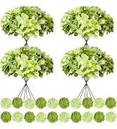 Cherica 100 Pcs Faux Green Mix Hydrangea Artificial Flowers Bulk, Fake Silk Hydrangea Flowers Hea...