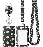 Uniclife Floral Sliding Badge Holder White Flower Plastic Case with Retractable Badge Reel Carabi...