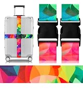Gutsdoor Luggage Straps for Suitcases Adjustable Travel Belt, Connector Holds Suitcase Bright Col...