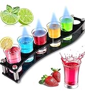 ElvesHome 6 Pack Shot Glasses with Holder, 1.2 oz Heavy Base Shot Glass Set, Clear Glass Serving ...