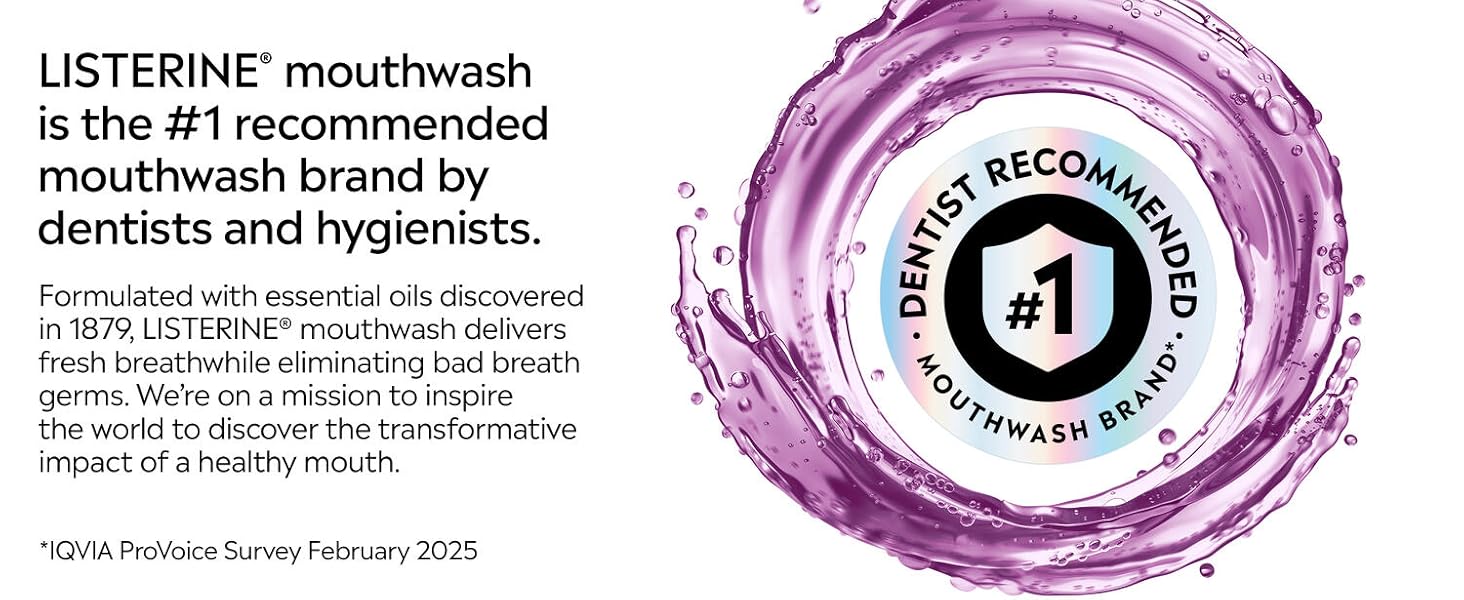 listerine is the #1 recommended mouthwash brand by dentists and hygienists