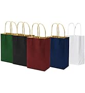 100 Pack Multicolor Small Color Gift Bags with Handles Bulk, 5.25x3.25x8 inch White/Black/Green/B...