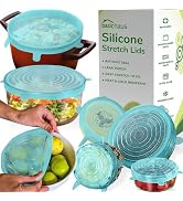 Reusable Silicone Stretch Lids for Food Storage in Fridge - Elastic Heat-Resistant Bowl Covers, C...