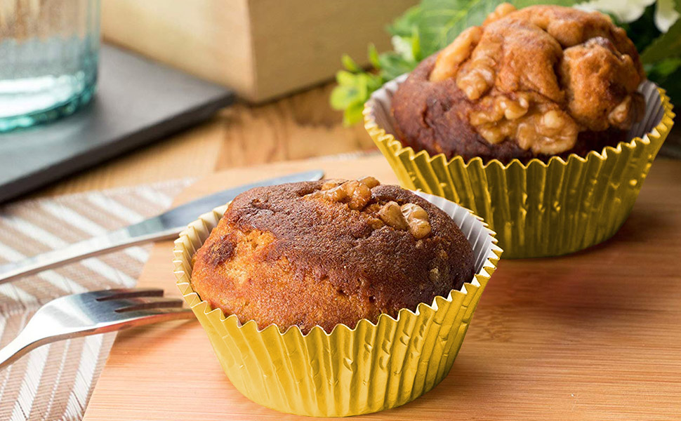golden standard muffin cupcake liners gold paper baking cups
