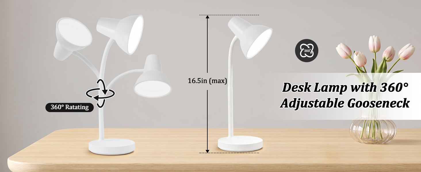desk lamp with 360° adjustable gooseneck