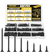 300 PCS Drywall Screws Assortment Kit, FIXLINK Wood Screws Flat Head Coarse Thread Wall Screws Se...