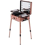 3-Tiers Rolling Makeup Train Case, Professional Makeup Train Case With Wheels Trolley Salon Barbe...