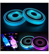 2PCS LED Car Cup Holder Lights, Light up Car Coasters for Cup Holders 7 Color-Changing Light Up C...
