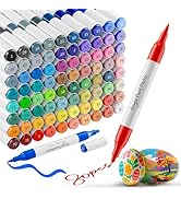 WELLOKB 80 Colors Dual Tip Acrylic Paint Markers, Fabric Markers, Brush Tip Permanent Acrylic Pai...
