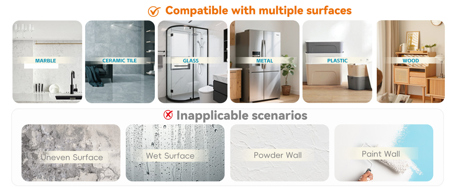 Applicable and unsuitable surfaces for double-sided adhesive dots