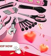 WORKPRO Pink Tool Kit, 263-Piece Home Repairing Tool Set with Wide Mouth Open Storage Bag, Househ...