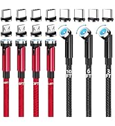 540 Rotation Nylon Braided USB C Magnetic Phone Charger (7-Pack, 1.6ft/3.3ft/3.3ft/6.6ft/6.6ft/10...