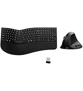 DELUX Full Size Ergonomic Split Keyboard and Wireless Vertical Mouse Combo, GM909 Wireless Split ...