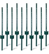 Donext 10 Pcs 3 Feet Sturdy Duty Metal Fence Post, Fence Post with U-Channel, Steel Fence U-Post ...