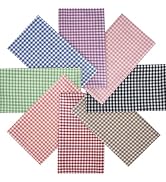 HHZZMIAO 8Pcs 18x22 Inch Gingham Cotton Checkered Plaid Vintage Homespun Fabric for DIY, Handmade...