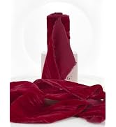 HUIHUANG Red Velvet Ribbon 3 inch with Frayed Fringe, Red Christmas Velvet Ribbon Crinkled Raw Ed...