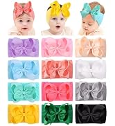 doboi Baby Girl Headbands, 12pcs Nylon Headbands with Big Baby Bows, Hair Accessories for Infant ...