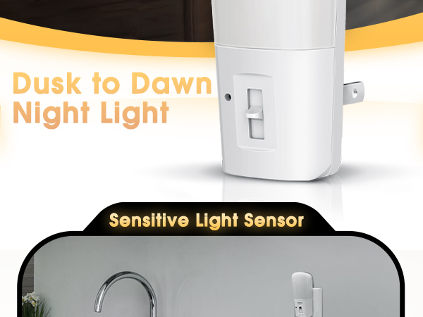 Night light with dusk to dawn light sensor