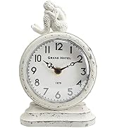 NIKKY HOME Vintage Silent Non-Ticking Table Clock, Mermaid Shelf Desk Top Clock Battery Operated ...