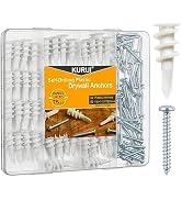 KURUI #8 Self Drilling Drywall Anchors, 100PCs Wall Anchors and Screws for Drywall, 50 Self-Tappi...