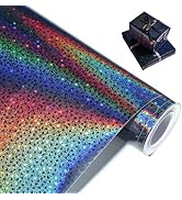 Juertime Black Wrapping Paper Roll, Metallic Holographic Star Gift Wrap -17 Inches X 32.8 Feet