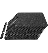 VEVOR 0.56Inch 48sq.ft 12 Tiles Gym Flooring for Home Gym, Rubber Top with High Density EVA Foam,...