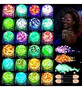Teenitor 24 Colors Glow in The Dark Body Glitter Face Glitter Gel for Halloween, Hair Glitter for...