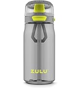 ZULU Kids Flex 16oz Tritan Plastic Water Bottle with Silicone Spout, Leak-Proof Locking Flip Lid ...
