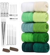 ZXIIXZ 100g Needle Felting Wool, 10 Colors Felting Wool, Needle Felting Kit with Needles, Wool Ro...