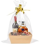 MADHOLLY 6 Set Baskets for Gifts Empty - Sturdy Kraft Gift Basket Kit with Cellophane Wrap and Pu...