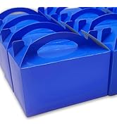 TIMESEEK 30-Pack Royal Blue Gable Treat Boxes with Handles - 6" Pop-Up Party Favor Gift Boxes for...