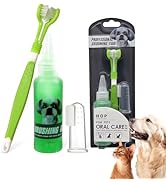 HOP Dog Toothbrush and Toothpaste Kit Mint Chicken Gel Dog Toothpaste(59ml) Soft Nylon 3-Head Dog...
