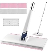 Snap Grip Mini Mop with 6 Washable Pads, Lazy Dry Wet Mops Household Items for Wall Window Ceilin...