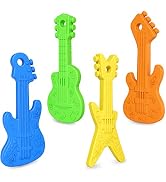 Meartchy 4 Pack Baby Teething Toys, Cartoon Guitar Teether Toys for Baby Infants, Silicone Chew T...