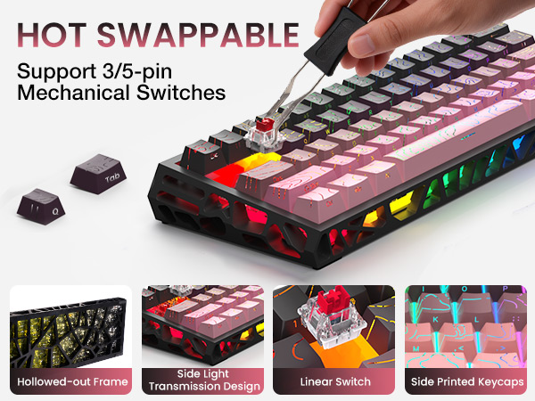 mechanical gaming keyboard wireless backlit keyboard hot swappable highground teclado gamer