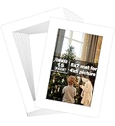 AUEAR 15 Pack Pre-Cut 5x7 White Picture Mats with White Core Bevel Cut for 4x6 Photos/Prints/Artw...