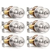 Brotima Brushed Nickel Door Knob Round Plate Door Handle with Privacy Locking for Home Improvemen...