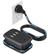 NTONPOWER Travel Power Strip with USB Ports, Portable Small Power Strip with 3FT Wrapped Flat Plu...