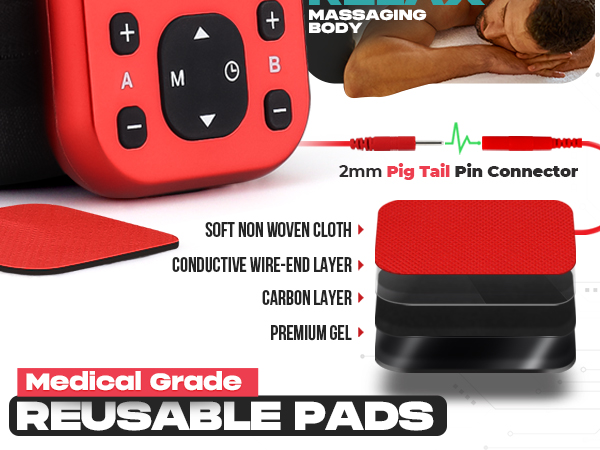 tens unit ems pms pulse massager portable electrode pads muscle recovery pain relief back leg arm