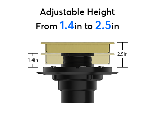 adjusthable install height from 1.4 to 2.5in