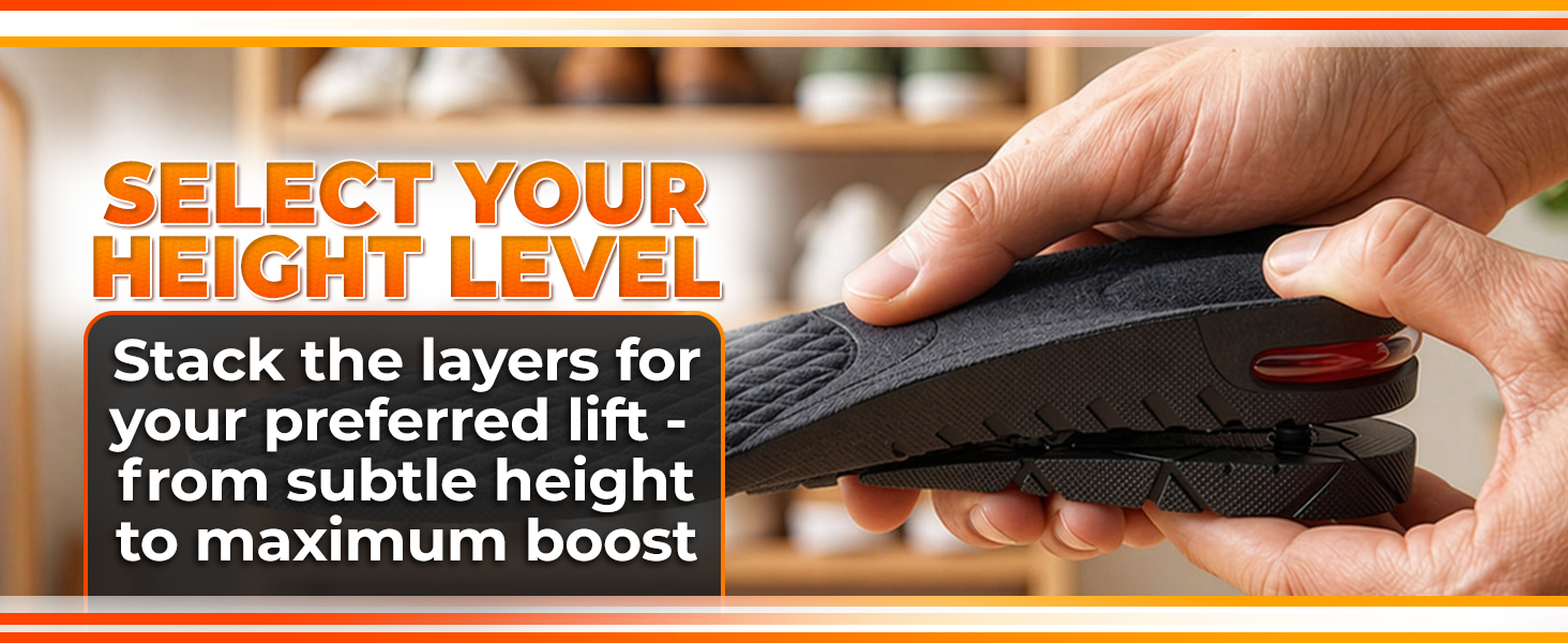 Stack the layers of these height increasing insoles — pick a subtle rise or maximum boost