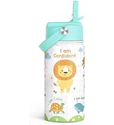 SANDJEST Water Bottle 12oz Stainless Steel with Straw Lid for Kids, Travel Tumbler, Gifts for Gir...