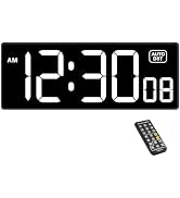 Soobest Digital Wall Clock with Seconds for Gym, Remote Countdown Timer Large LED Display 5 Dimme...