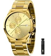 Casotime Men's Stainless Steel Chronograph Watch 30M Waterproof Analog Quartz Date Display, Luxur...